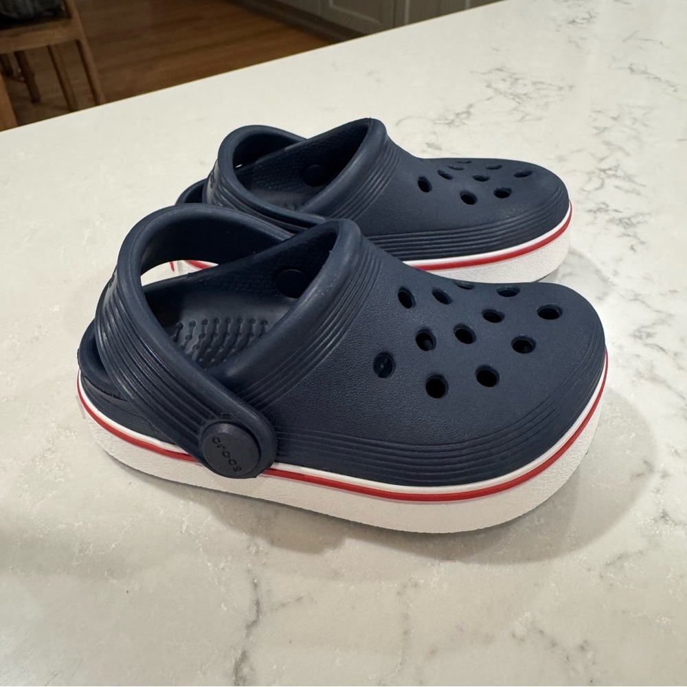 CROCS Blue and Red Water Shoes with Perforated Design